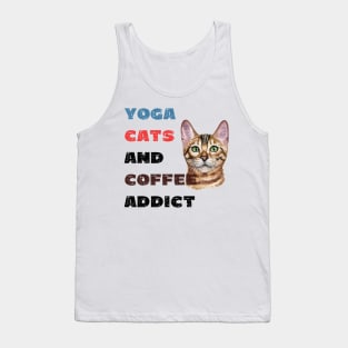 Yoga cats and coffee addict funny quote for yogi Tank Top